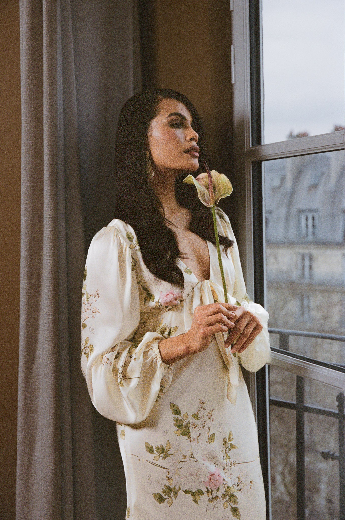 yellow floral satin dress Self-portrait Yellow Floral Silk Buttoned Midi Dress