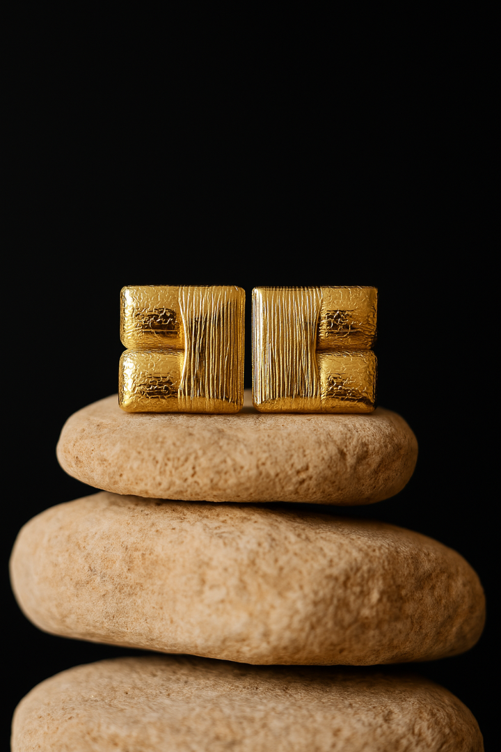 Vintage square earrings - Gold plated