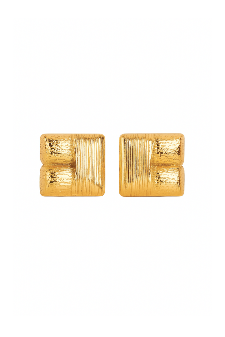 Vintage square earrings - Gold plated