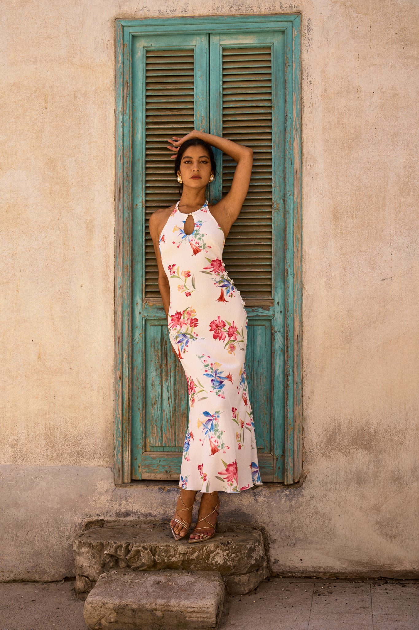 Robe dos nu à imprimé – Blanc