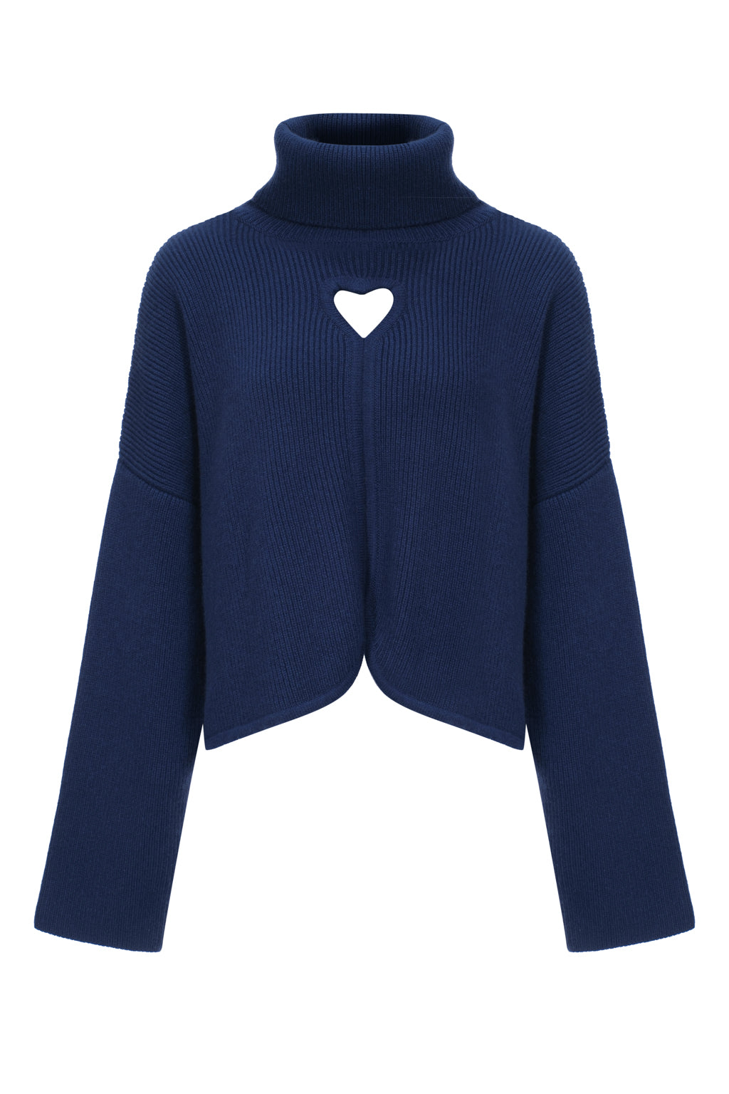 Pull en pur cachemire à découpe coeurs - bleu nuit