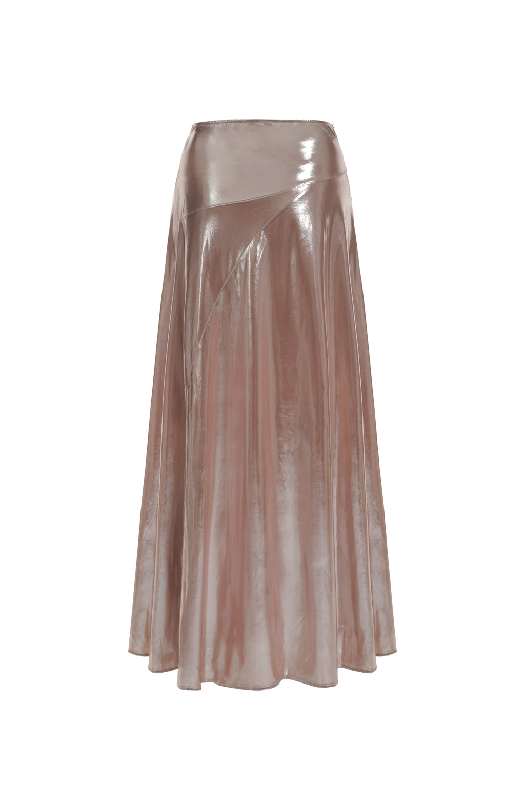 Pleated stretch-lamé maxi skirt - Rose gold