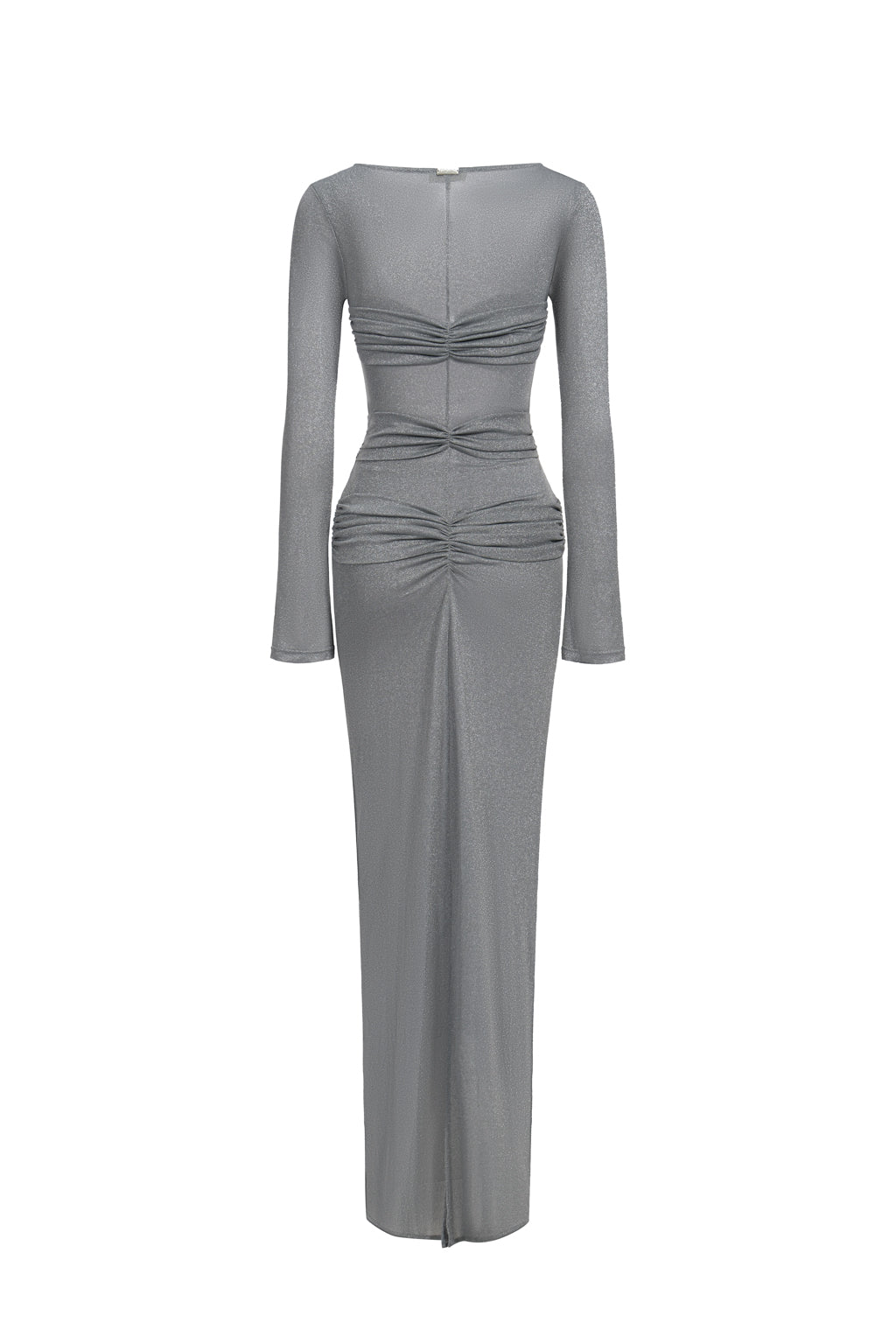 Ruched glittered tulle maxi dress - Grey