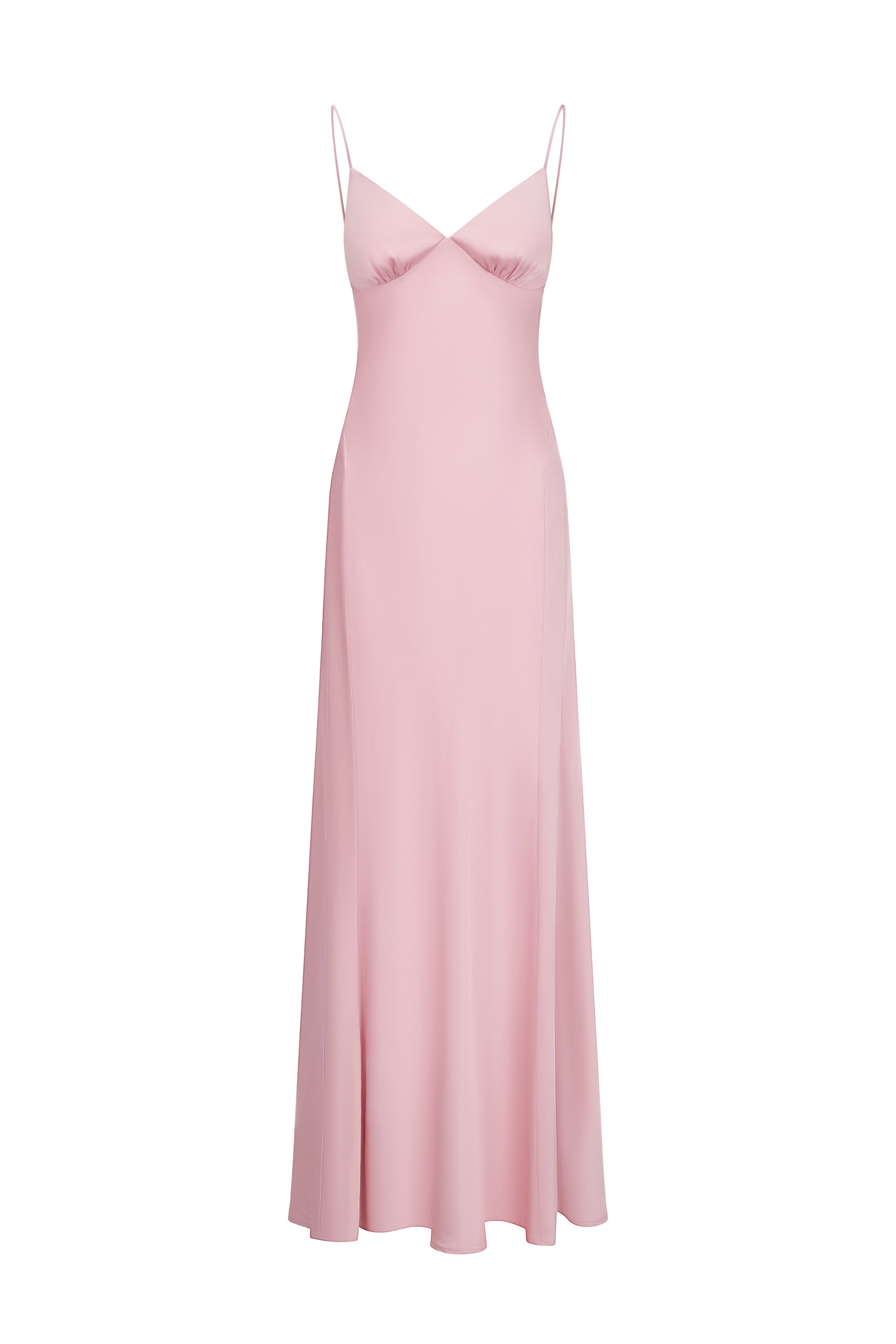 Robe dos nu en satin avec pendentifs - rose