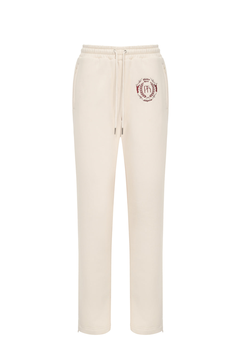 Pantalon sweat en jersey de coton mélangé à broderies - beige