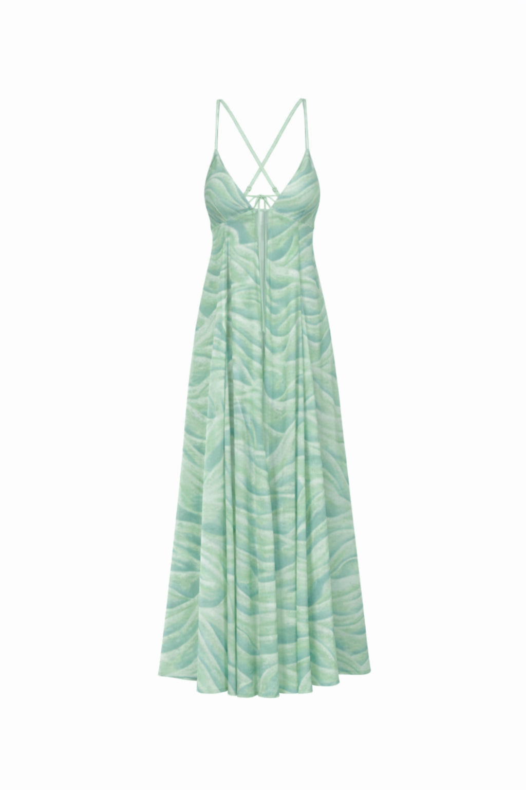 Printed Chiffon Maxi Dress – Green