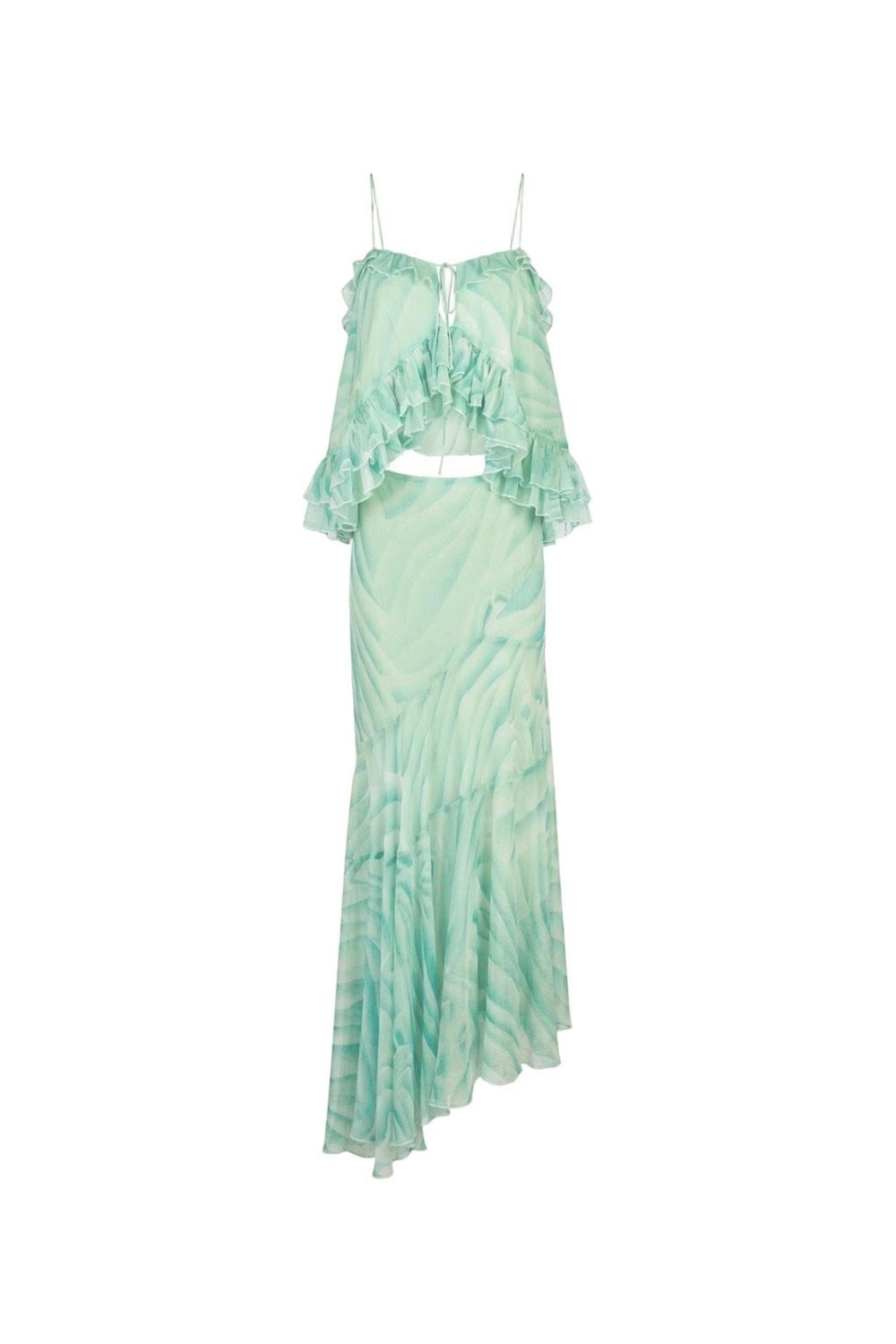 Haut en chiffon à volants et à imprimé – Vert