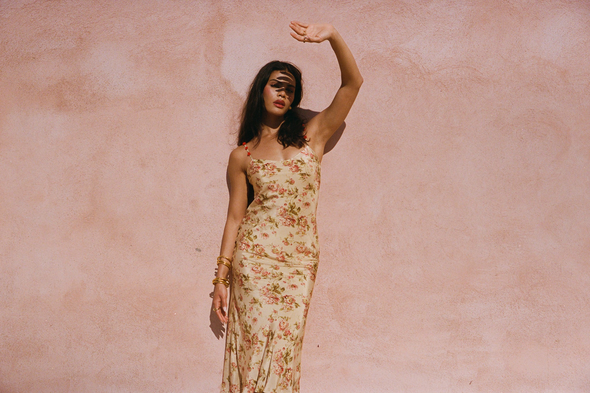 Vintage print crepe dress - Rose garden