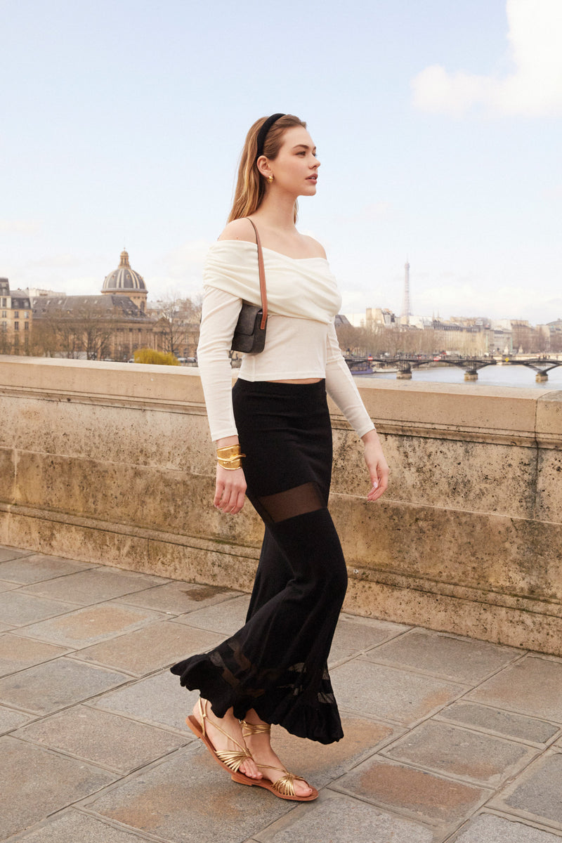 Opaque knit skirt - black