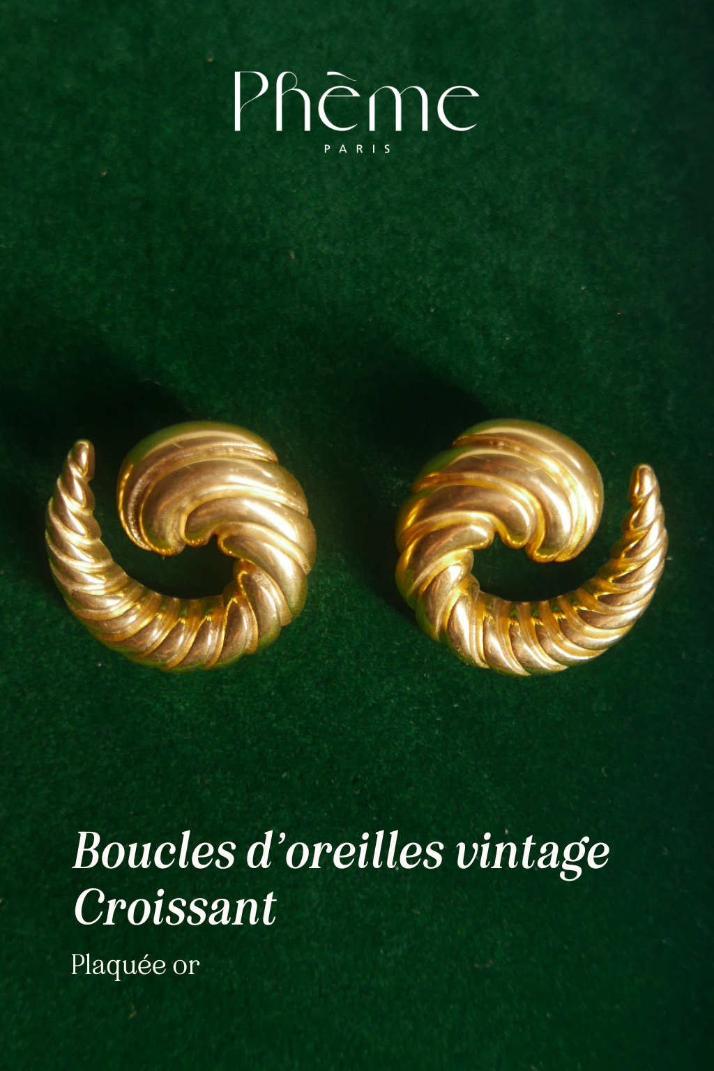 Boucles d'oreilles vintage croissant - plaqué or
