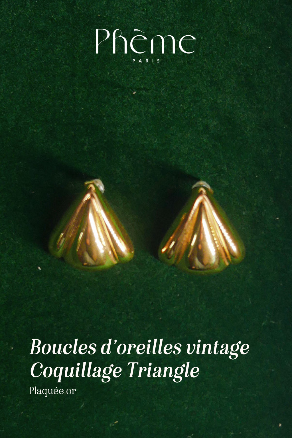 Boucles d'oreilles vintage coquillage triangle - plaqué or