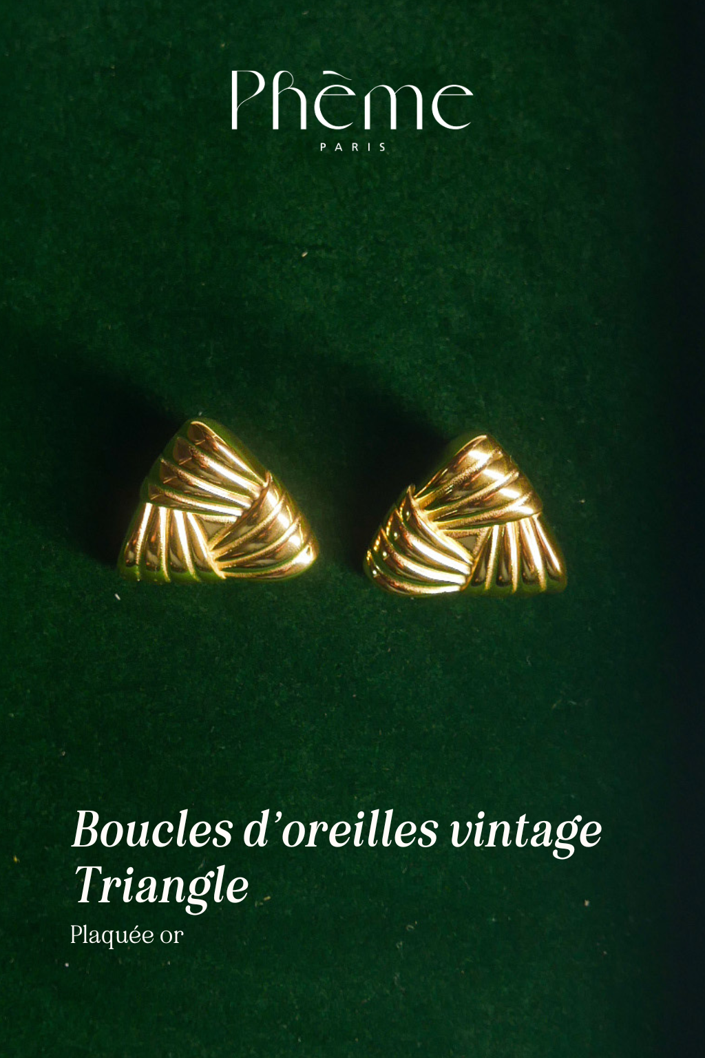 Boucles d'oreilles vintage triangulaires - plaqué or