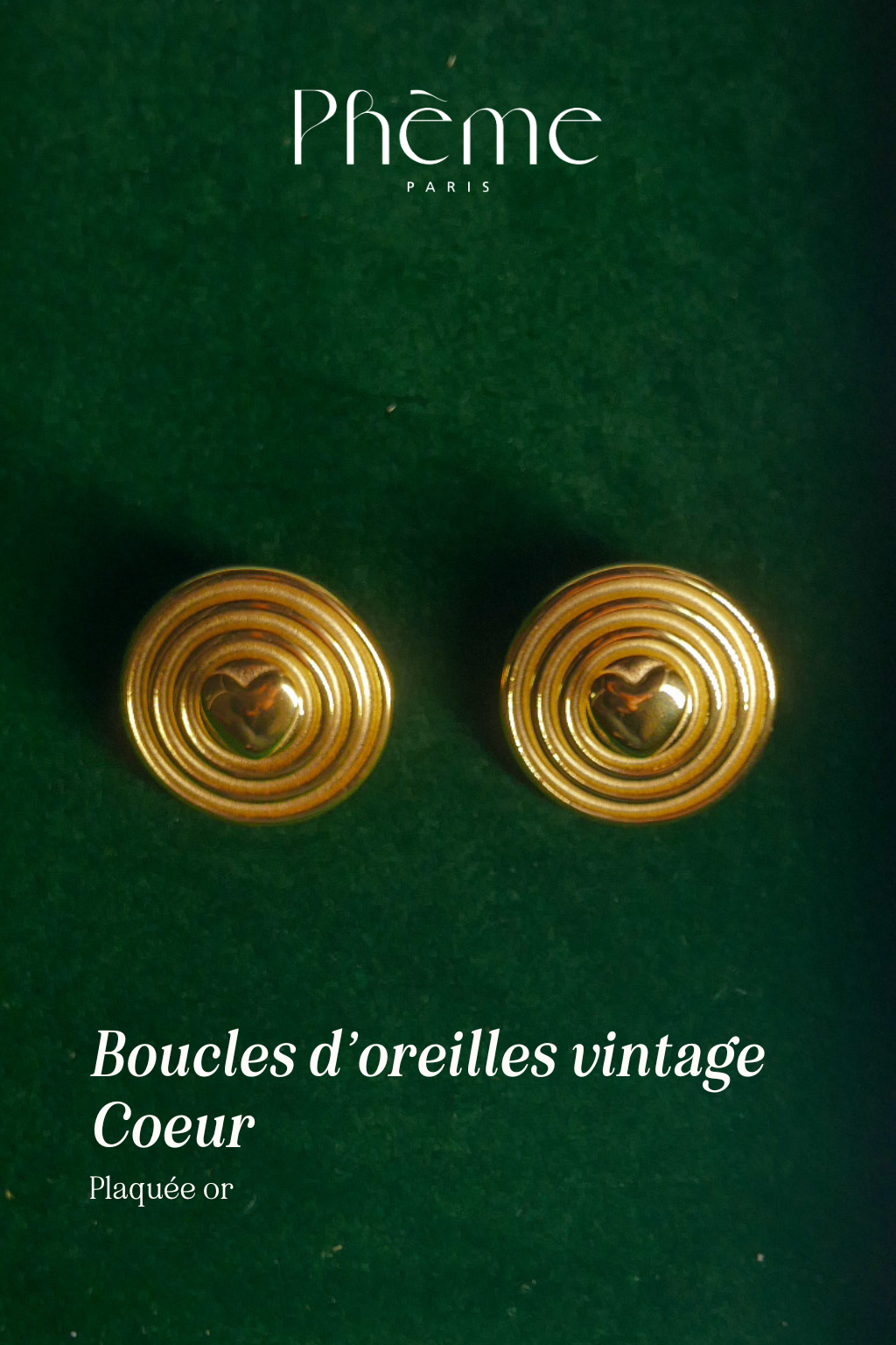 Boucles d'oreilles vintage coeur - plaqué or