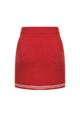 Boucle Knit Mini Skirt - Cherry Red