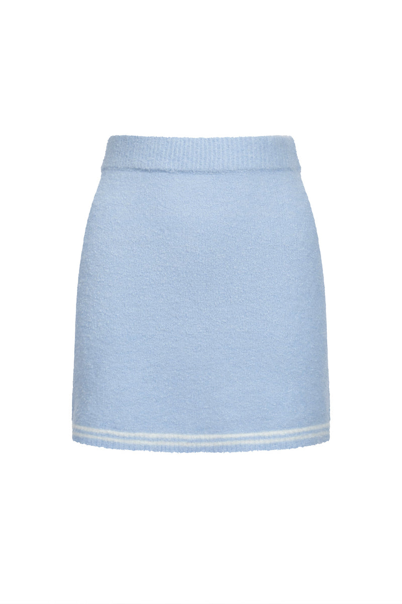 Boucle Knit Mini Skirt - Sky Blue