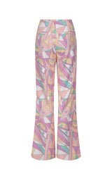 Pantalon droit taille haute à motif géométrique rétro - multicolore