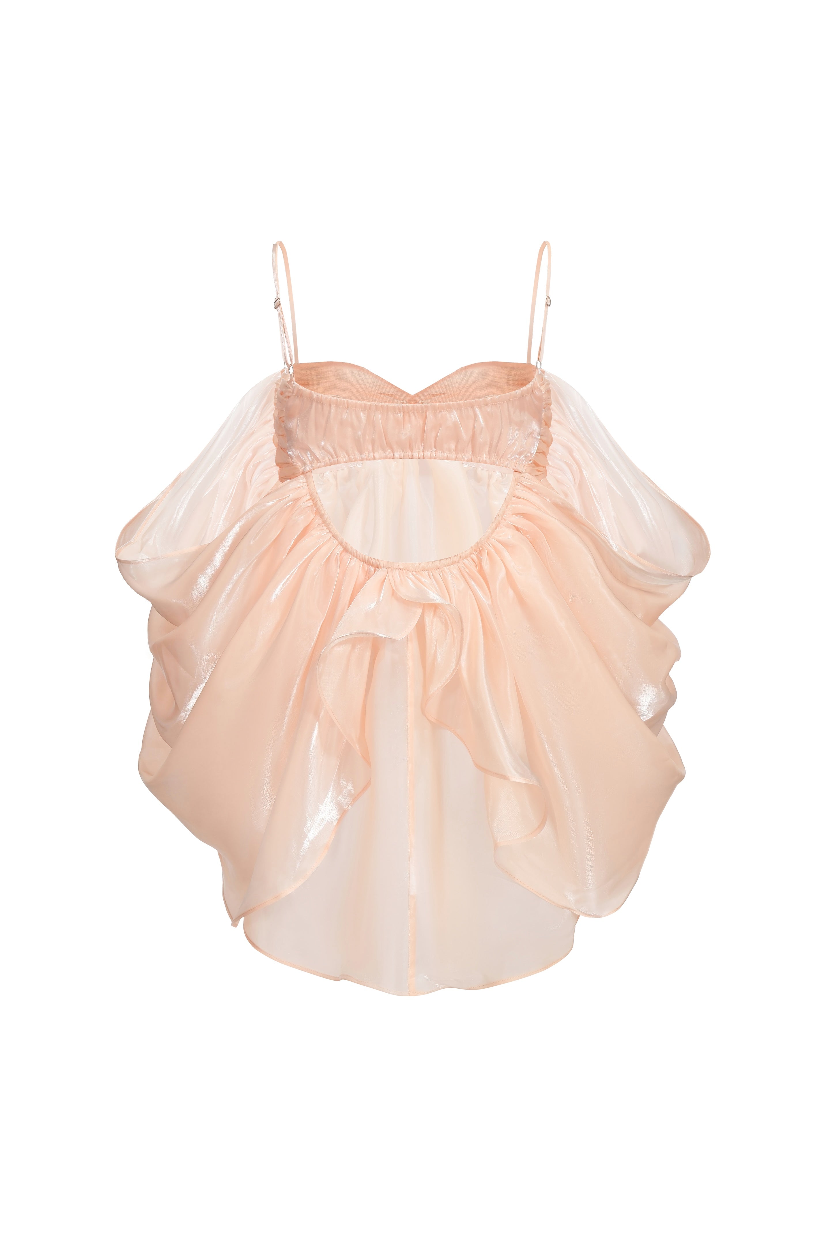 Ruffled organza open back top - Apricot