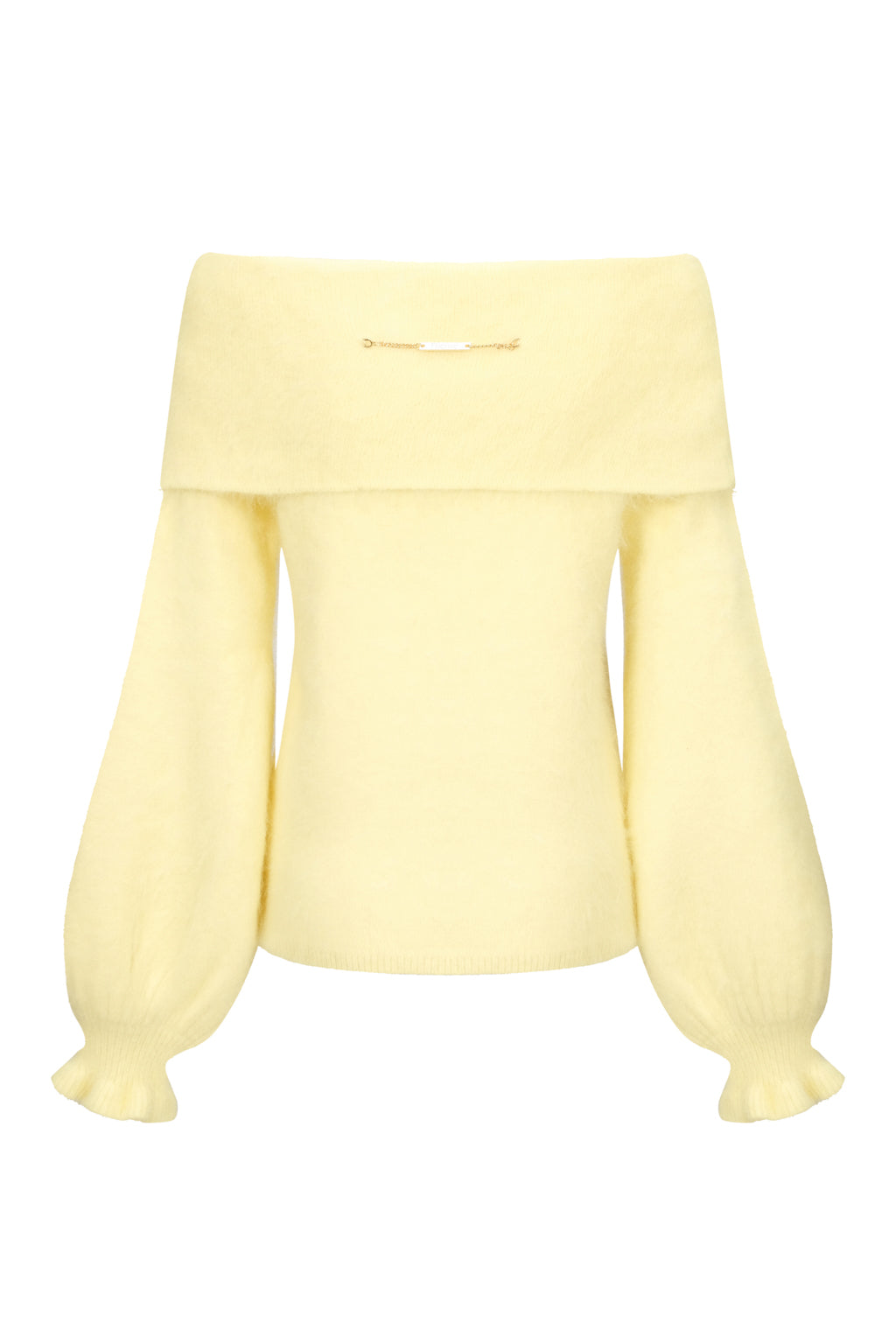 Pull en Maille Oversize à Fleurs Dénudé - Jaune