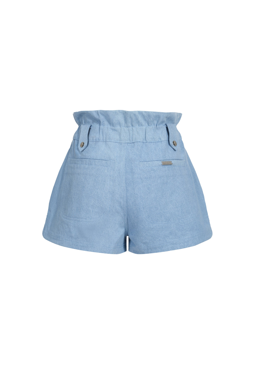 High-waisted denim shorts with embroidery - Light blue