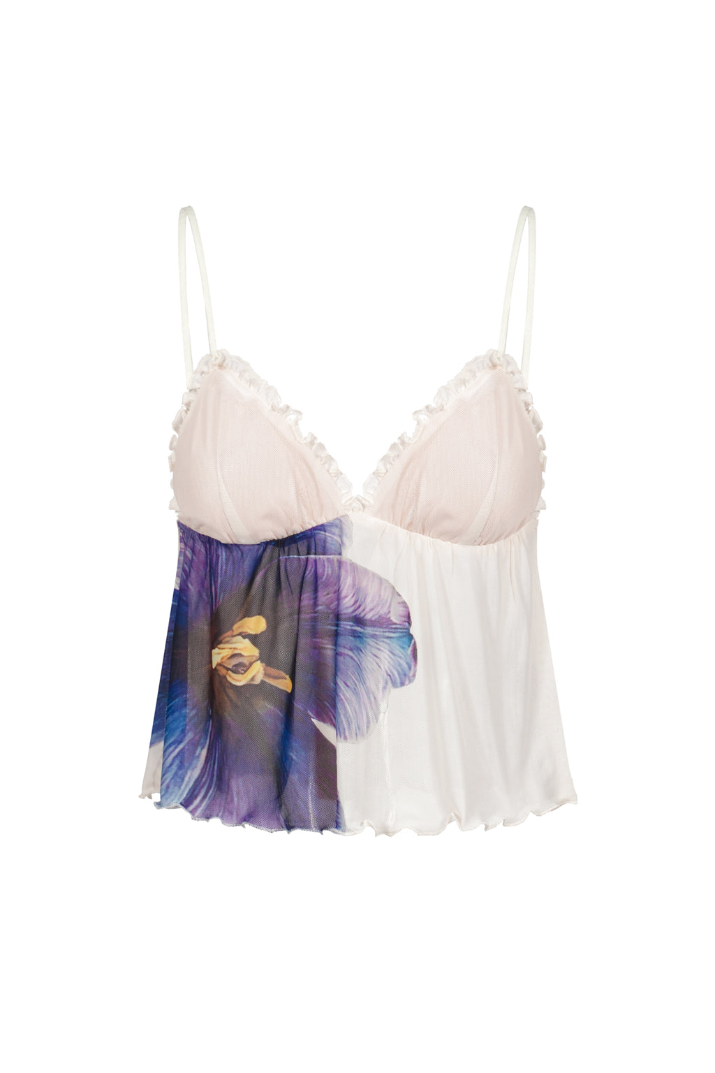 Orchid print tulle camisole