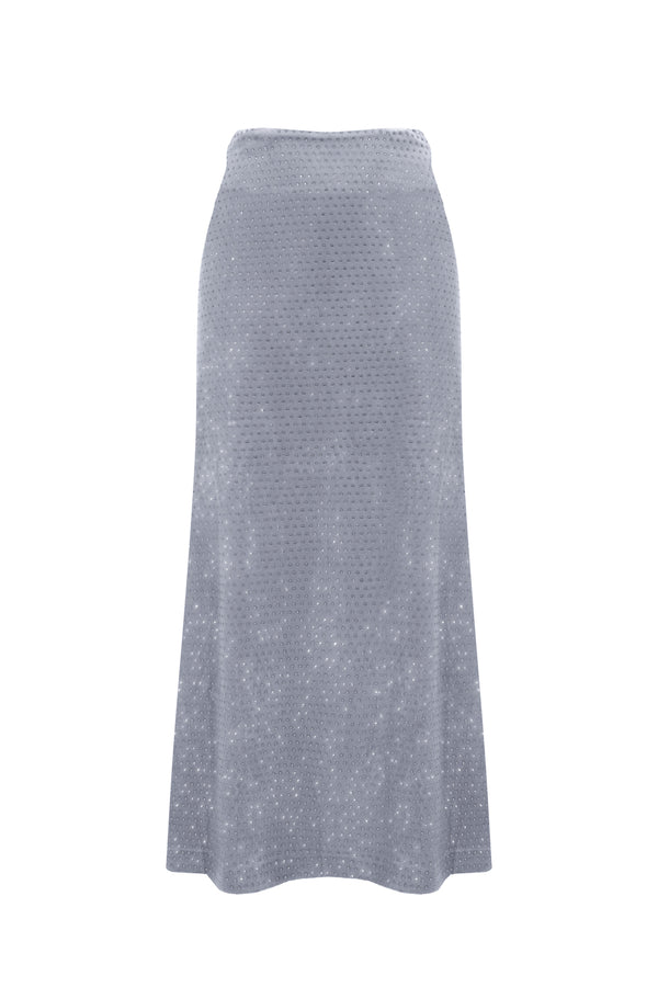 水晶天鵝絨中長半身裙 - 灰色