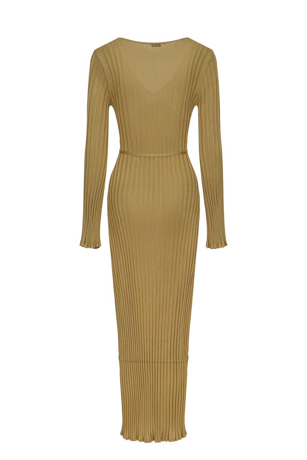 Shimmer ribbed knit maxi dress - Gold