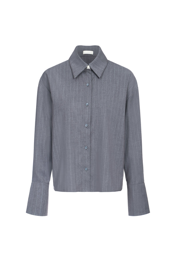 Oversize shirt with stripe - grey