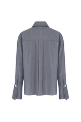 Oversize shirt with stripe - grey