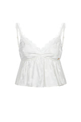 Lace-trimmed Satin Jacquard Camisole White 
