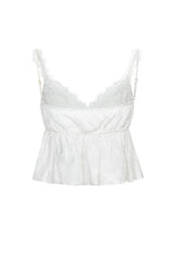 Lace-trimmed Satin Jacquard Camisole White 