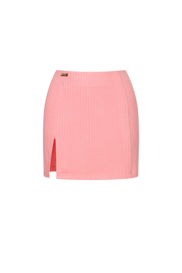 Stretch-knit Mini Skirt with Shorts Baby Pink