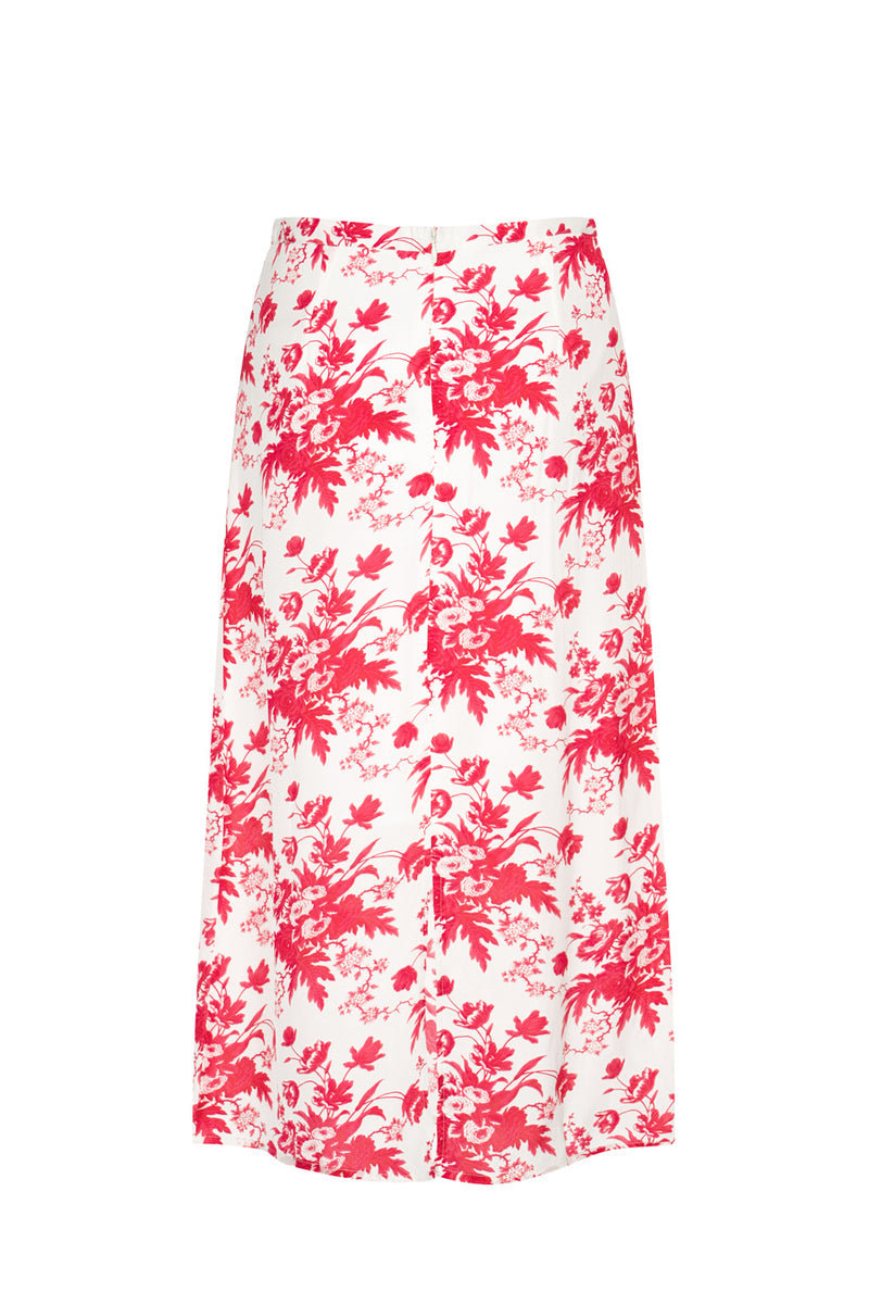 Printed Fine Crepe Midi Skirt Maple