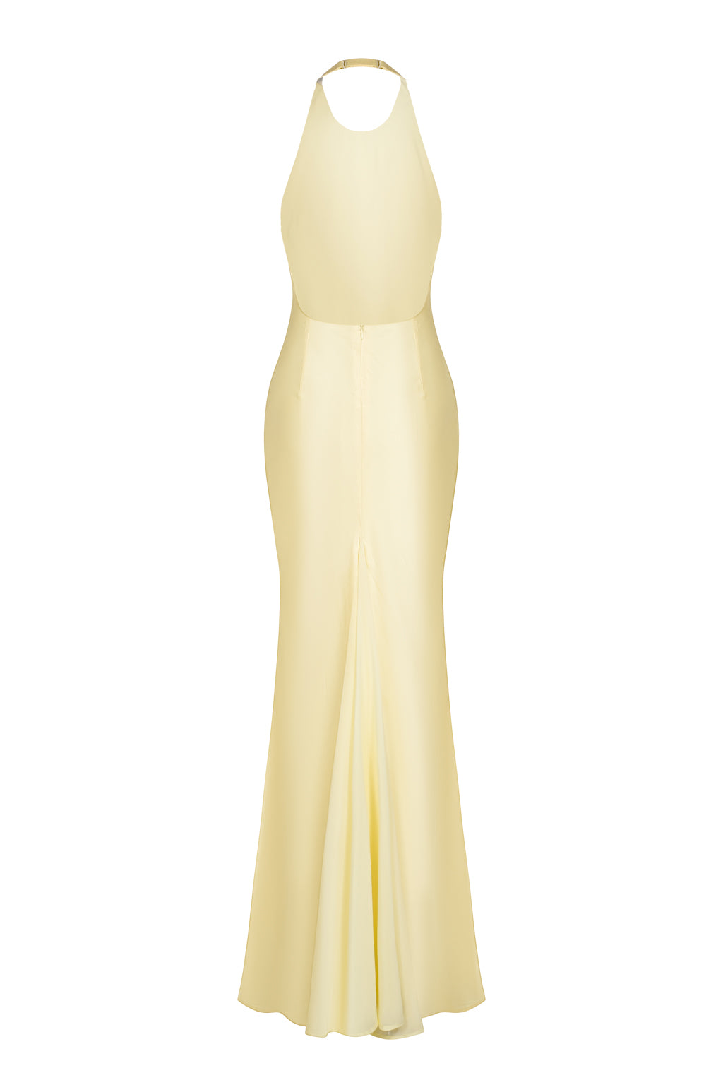 Long satin dress with chiffon stole - pale yellow