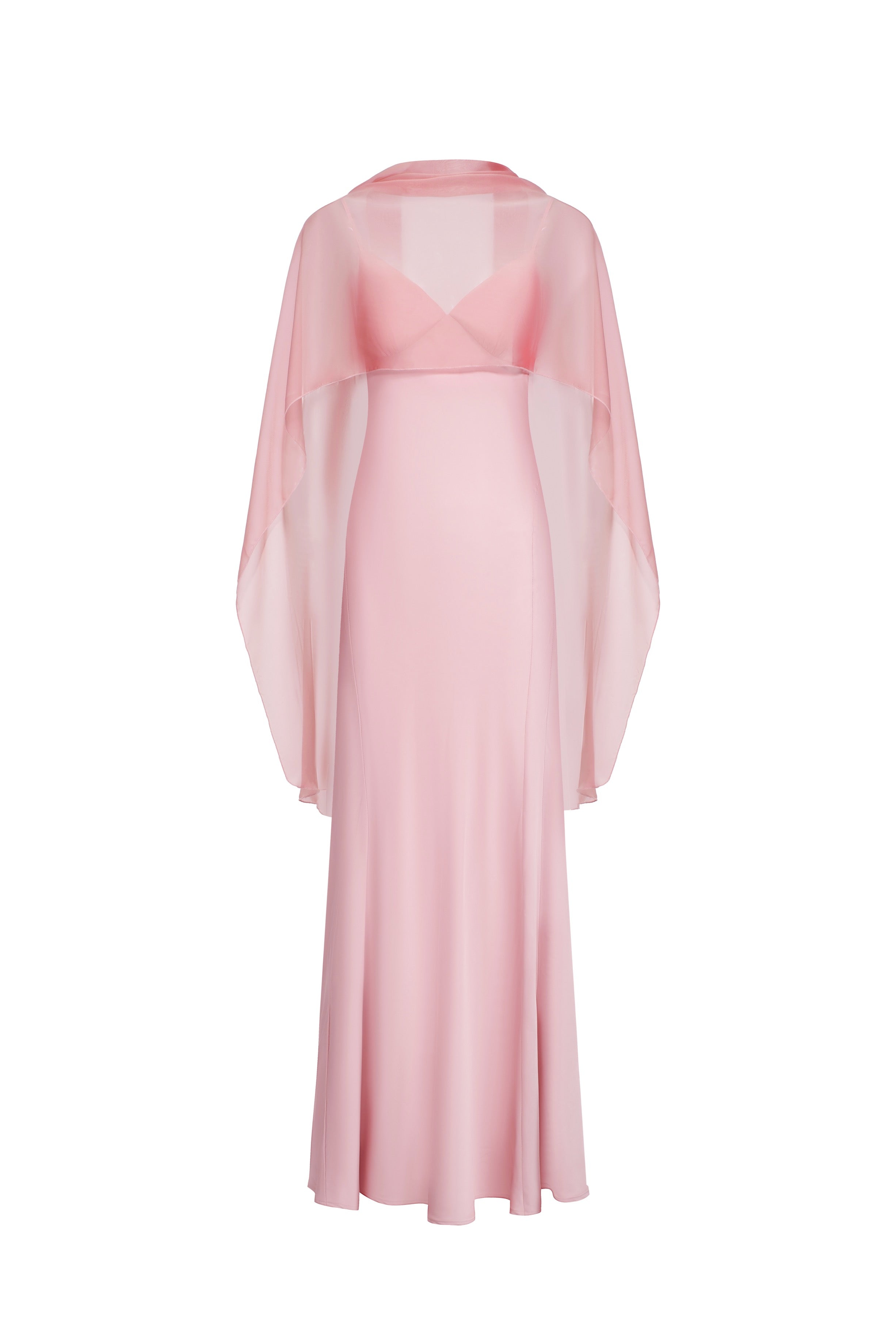 Robe dos nu en satin avec pendentifs - rose