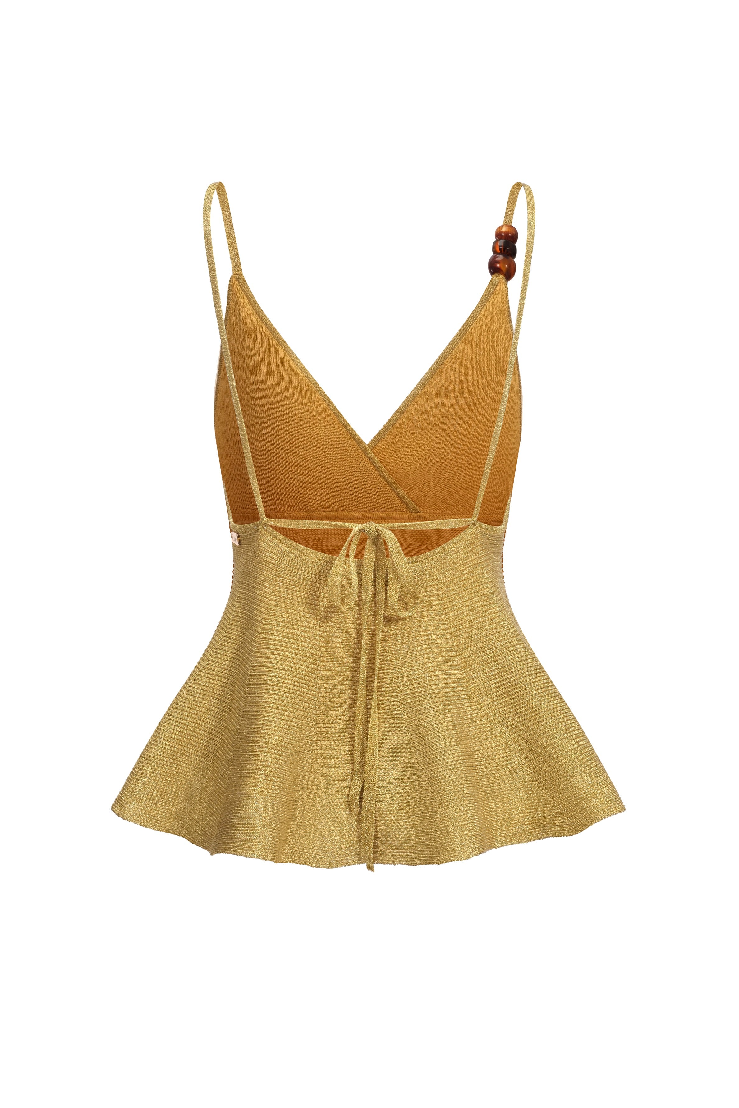 Tied metallic knit top - Gold