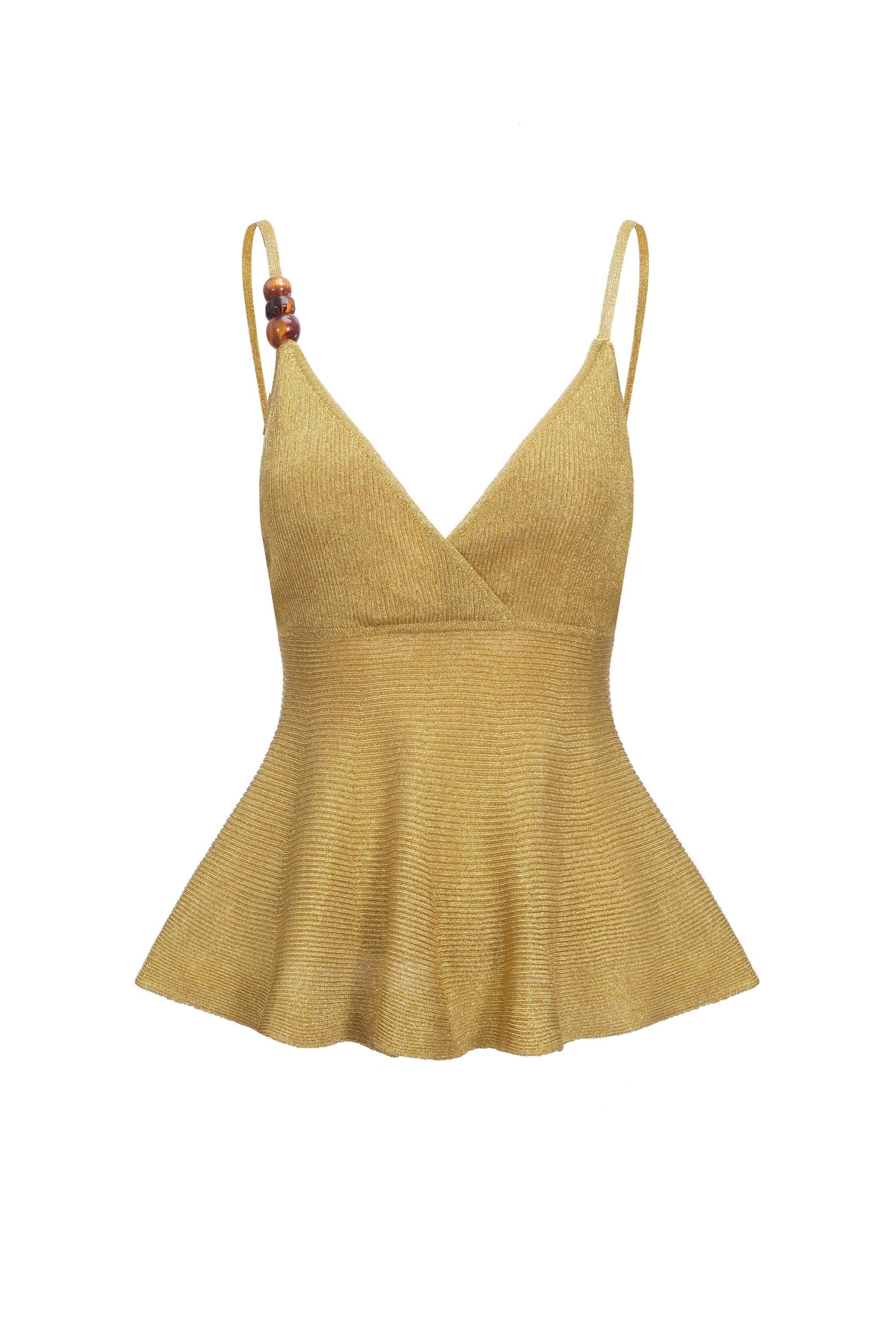 Tied metallic knit top - Gold