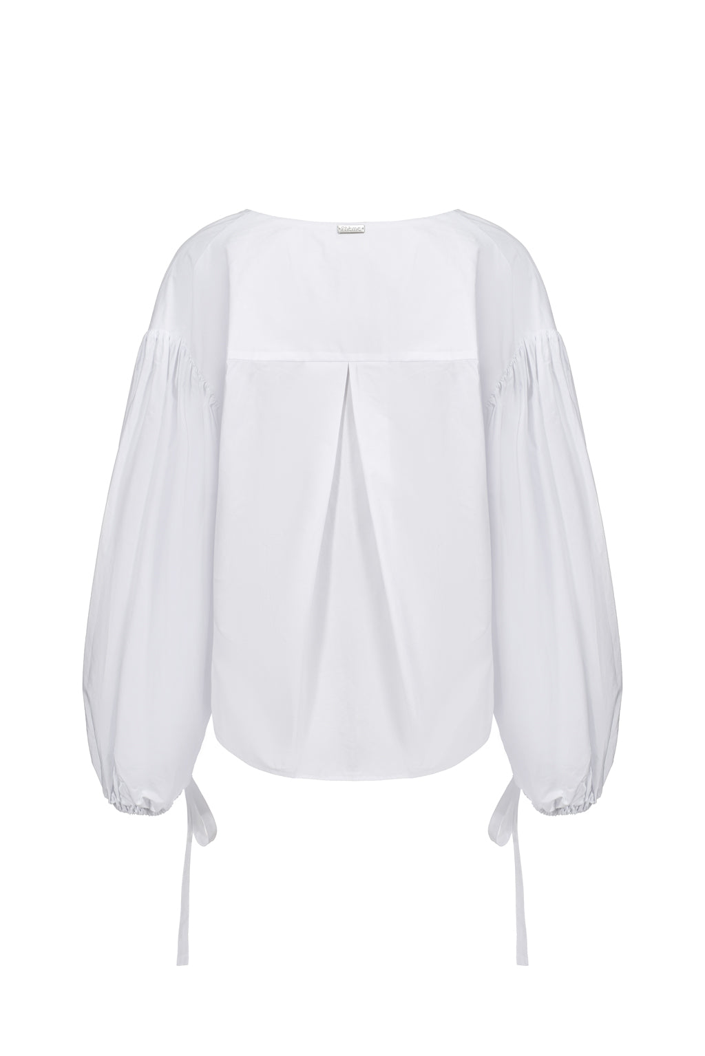 Tie-neck poplin-cotton blouse - White