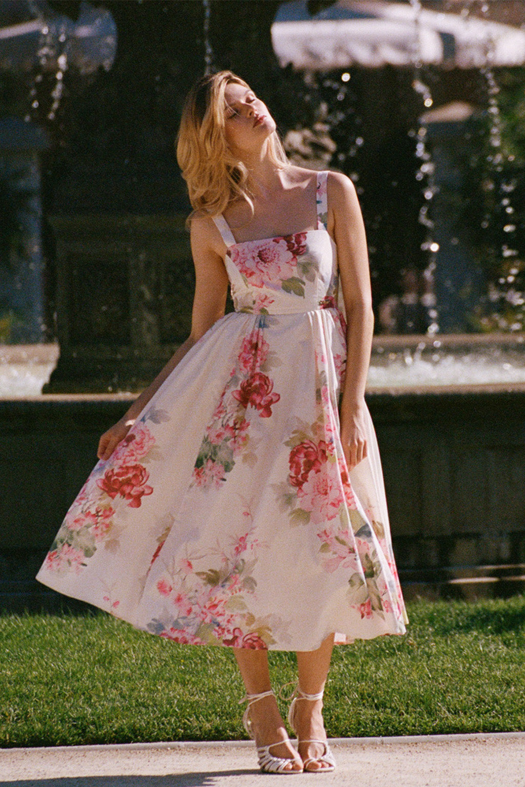 Robe Midi en Coton Mélangé - Pivoine