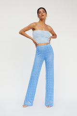 Pantalon en Maille Vague Bleu Azur