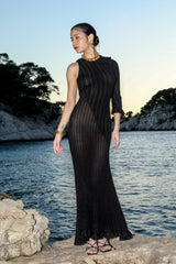 Open-back Maxi Knit Dress Black