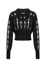 Cut-out Knit Sweater in Black