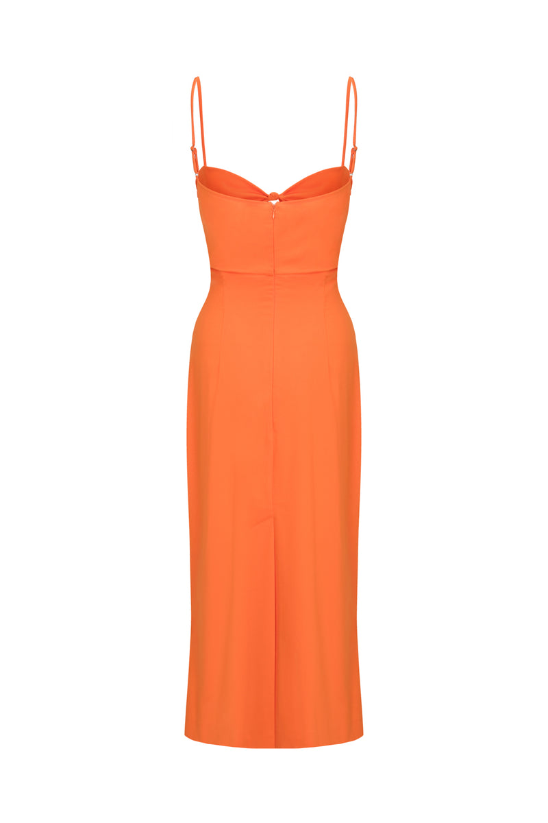 Geometrical Cut-out Midi Dress Orange