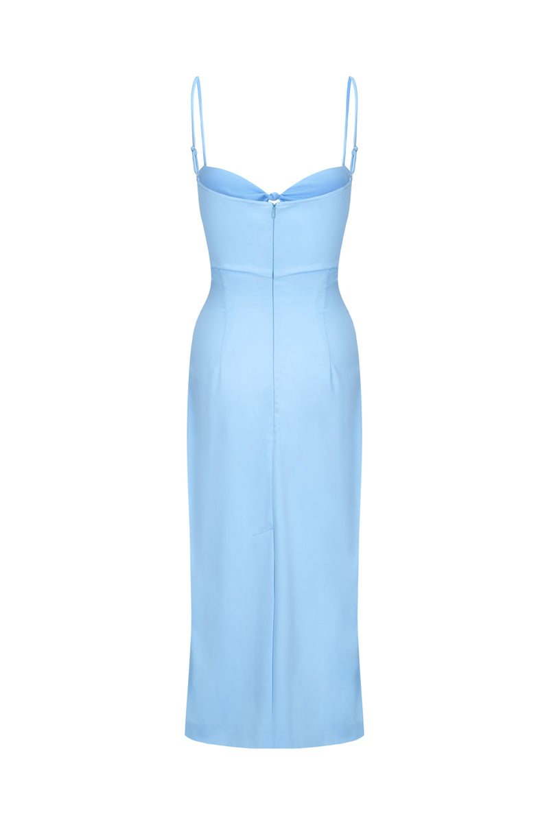 Geometrical Cut-out Midi Dress Blue