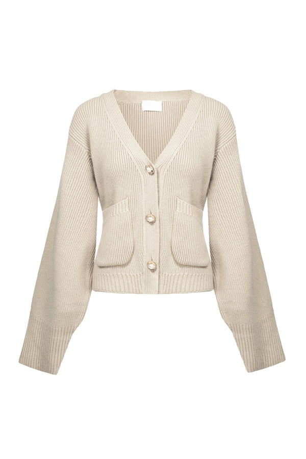 Pure Cashmere Oversize Cardigan in Sand