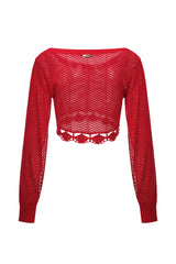 Knit Top with Crochet Red