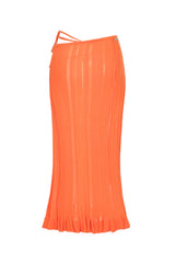 性感羅紋針織裙 - 橘色