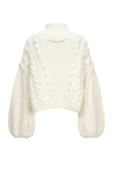 Baby Alpaca and Merino Wool Cable-knit Pullover in White