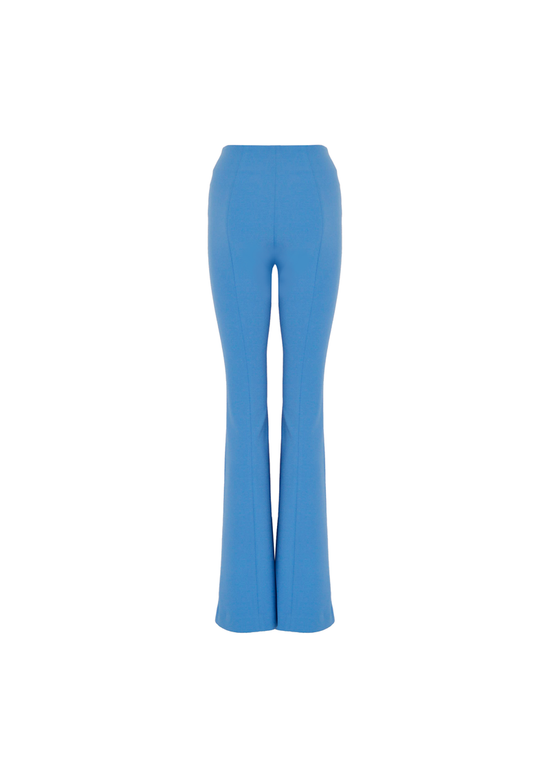 Pantalon Évasé en Crêpe Stretch Bleu Ciel